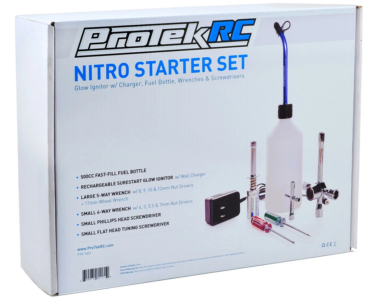 ProTek RC Nitro Starter Set w/Glow Ignitor, Fuel Bottle, Wrenches & Screwdrivers - Image 2